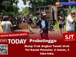 Dump Truk Angkut Tanah Uruk Tol Sasak pemotor. 2 tewas, 3 luka-luka.