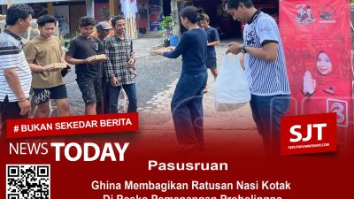 Ghina Membagikan Ratusan Nasi Kotak Di Posko Pemenangan Probolinggo