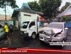 Sopir Ngantuk, 2 Kendaraan Roda Empat Adu Moncong