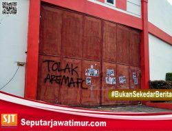 Jelang Laga Perdana Arema FC VS Dewa Uniten FC, Sekitar Stadion Supriadi  Muncul Tulisan Vandalisme  Penolakan