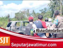 Diduga Korsleting Listrik, Daihatsu Xenia Hangus Terbakar di Jalan Raya Banyuwangi