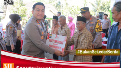 Polres Blitar Salurkan Bansos di Kampung Baru Peringati HUT Bhayangkara ke-79