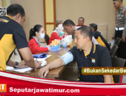 HUT Lalu Lintas Bhayangkara ke-70 tahun 2025, Kapolres Kediri AKBP.Bramastyo Priaji Gelar Donor Darah Bersama Ojol dan masyarakat