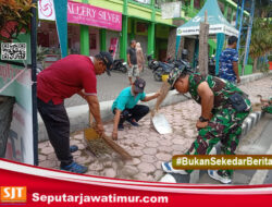 Jelang HUT TNI ke 80, Koramil 0809/02 Pesantren bersama Lembaga Lintas Sektor Bersihkan Pasar Pahing
