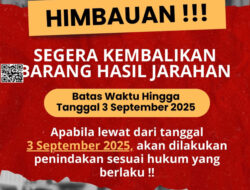 Batas Waktu Pengembalian Barang Jarahan 3 September 2025, Setelahnya Ada Penindakan