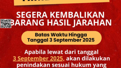 Batas Waktu Pengembalian Barang Jarahan 3 September 2025, Setelahnya Ada Penindakan